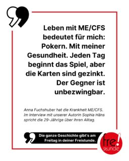 Anna Fuchshuber ist von ME/CFS „nur moderat betroffen“. Und trotzdem beeinflusst die Krankheit ihr ganzes Leben: Sie muss sich ihre Kräfte stark einteilen, jeden Tag sind ihre Energielevel anders. 🔋Und wenn sie sich zu viel vornimmt, kann es teils schwere Folgen geben. In der Freistunde erfährst du am Freitag mehr über die 29-Jährige, ihren Alltag und ME/CFS.
#krank #krankheit #mecfs #medizin #porträt #alltag #zeitung #freistunde