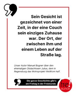 Die Wohnungssuche ist schwer, teuer und kompliziert: Wie soll da ein junger Mensch mit einem niedrigen Ausbildungsgehalt über die Runden kommen, wenn er keine Unterstützung von seiner Familie bekommt? 🤔 Julius (Name von der Redaktion geändert) hat das in Regensburg erlebt: Monatelang musste er auf dem Sofa eines Arbeitskollegen unterkommen und war obdachlos. Später landete er bei dem Hilfsprojekt WellKom. Dank der Initiative lebt er heute ein selbstständiges Leben. 😊
Mehr über die Geschichte von Julius und dem Hilfsprojekt WellKom erfährst du diesen Freitag in der Freistunde!
#regensburg #obdachlos #wellkom #zuhause #jung #miete #wohnung #wohnungslos #obdachlosigkeit #wohnungslosigkeit #zeitung #freistunde
