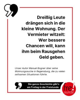 Die Wohnungssuche ist für viele Menschen ein absolutes Chaos: Wohnraum fehlt und die Mieten steigen an vielen Orten unaufhaltsam. 📈 Wie soll man sich da ein gutes Leben und ein neues Zuhause aufbauen? 🤔 In der neuen Freistunde geht es um die politischen und wirtschaftlichen Gründe hinter dem Problem - und um die schmerzhaft-lustigen Erfahrungen die man bei zahlreichen Besichtigungen machen kann. 
 
#wohnung #wohnungssuche #mieten #mieter #mieterrechte #zuhause #münchen #bayern #regensburg #straubing #zeitung #freistunde