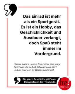 Einrad fahren ist viel schwerer, als es aussieht. 🛞Gleichgewicht und eine Menge Training sind nötig, um sich auf dem Sportgerät bewegen zu können. Am Donnerstag stellen wir in der Freistunde eine junge Einradfahrerin vor, die ihr Wissen auch als Trainerin weitergibt. 😊

#einrad #einradfahren #balance #training #trainerin #jugend #hobby #spaß #sport #zeitung #freistunde